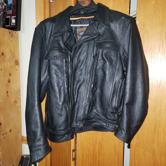 Men's size Large black Leather jacket - Picture 1 of 3